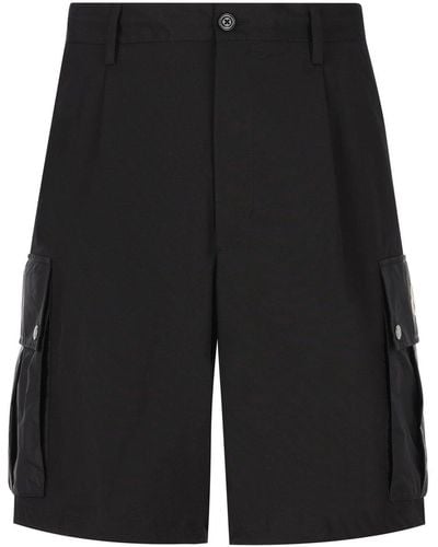 Moncler Button Detailed Logo Patch Shorts - Black