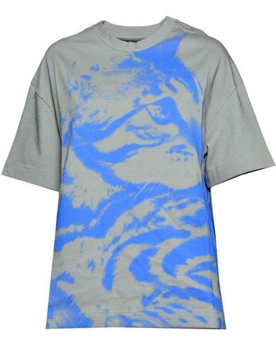 Jil Sander Cat-Printed Crewneck T-Shirt - Blue