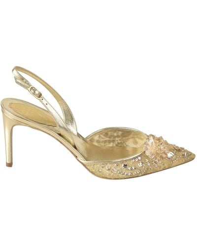 Rene Caovilla Crystal Embellished Slingback Court Shoes - Metallic