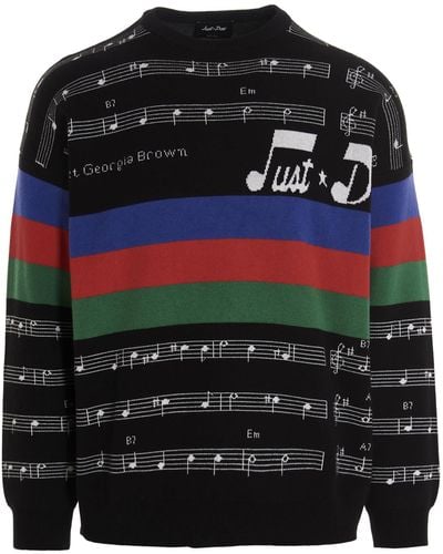 Just Don Music Intarsia Sweater - Black