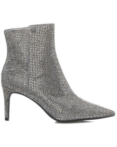 Michael Kors Aline Embellished Heeled Ankle Boots - Grey