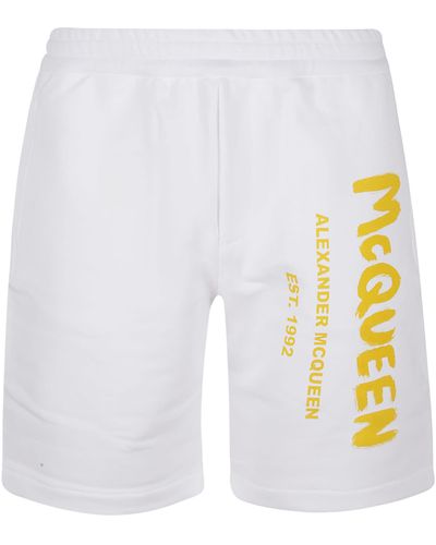 Alexander McQueen Graffiti Prt Shorts - White