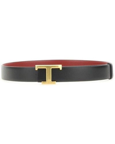 Tod's T-timeless Logo Plaque Reversible Belt - Black
