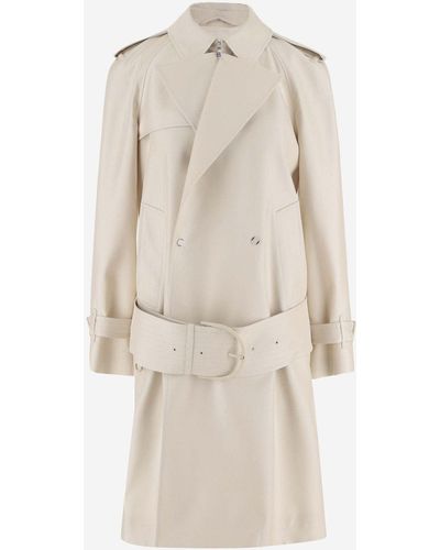 Burberry Silk Blend Trench Coat - Natural