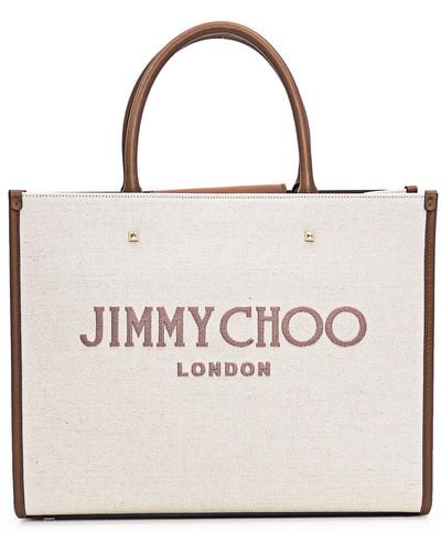 Jimmy Choo Avenue M Tote Canvas And Leather Tote Bag - White