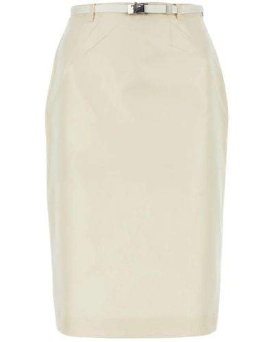 Prada Ivory Faille Skirt - Natural