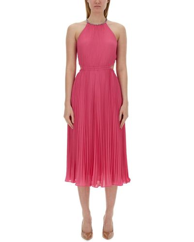 Michael Kors Pleated Georgette Dress With Cut-Out Details - Pink