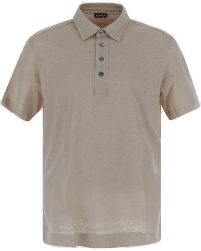 ZEGNA Short Sleeved Straight-hem Polo Shirt - Gray