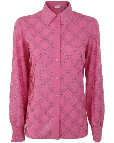 P.A.R.O.S.H. Polyester Blouse With Crystals - Pink