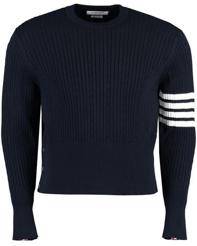 Thom Browne Long Sleeve Crew-neck Sweater - Blue