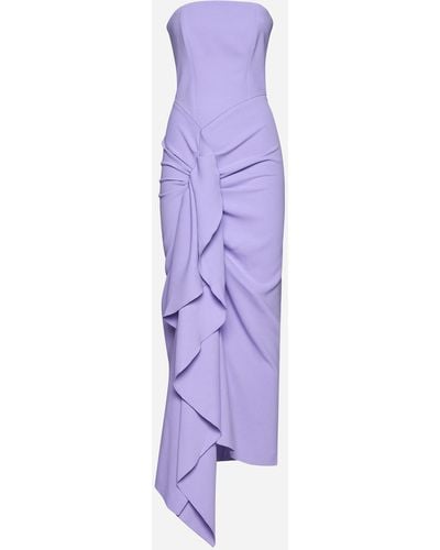 Solace London Thalia Strapless Ruffled Maxi Dress - Purple