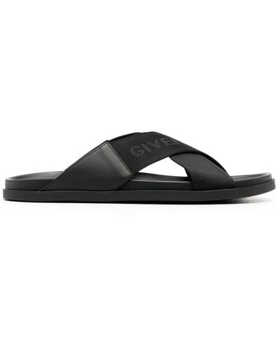 Givenchy G Plage Flat Sandals With Cross Webbing - Black