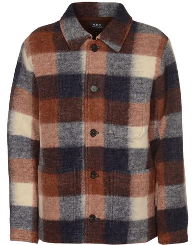 A.P.C. Check Buttoned Shirt - Brown