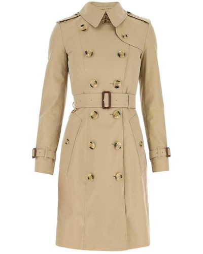 Burberry Cappuccino Cotton Trench Coat - Natural