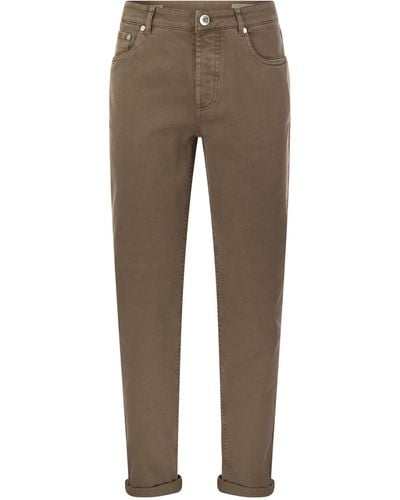 Brunello Cucinelli Five-pocket Traditional Fit Pants In Light Comfort-dyed Denim - Gray