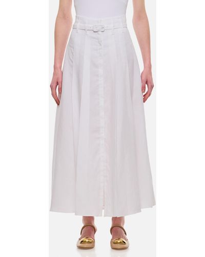 Gabriela Hearst Dugald Midi Cotton Skirt - White