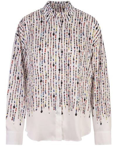 MSGM Shirt With Multicolour Bead Print - White