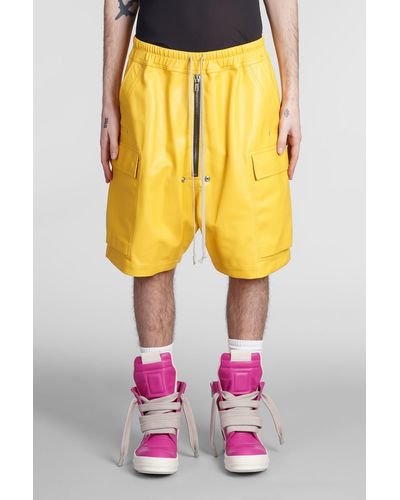 Rick Owens Shorts In Yellow Leather