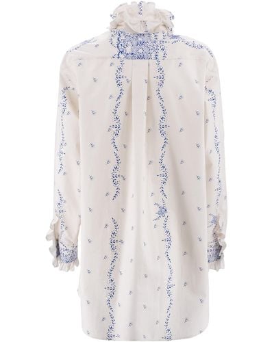 Philosophy Di Lorenzo Serafini Floral-Print Cotton Shirt Dress - White