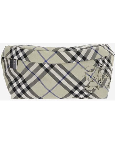 Burberry Pouch With Check Pattern And Logo - Gray