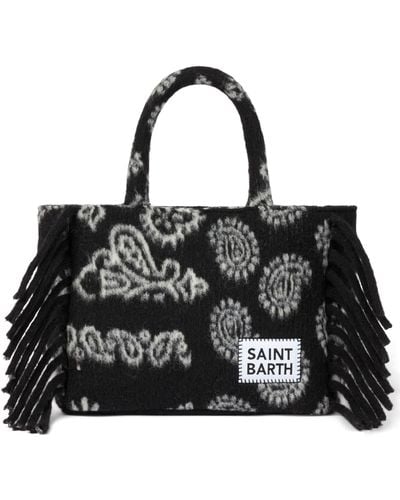 Mc2 Saint Barth Colette Blanket Handbag With Bandanna Print - Black