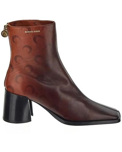 Marine Serre Airbrushed Leather Ankle Boots - Brown