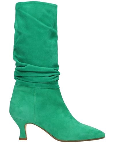Julie Dee High Heels Ankle Boots In Green Suede