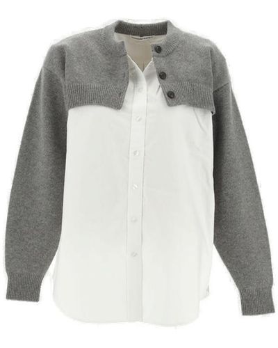 T By Alexander Wang Two-Toned Layered Cardigan - White