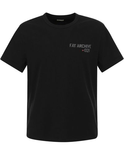 Fay Logo Print T-shirt - Black
