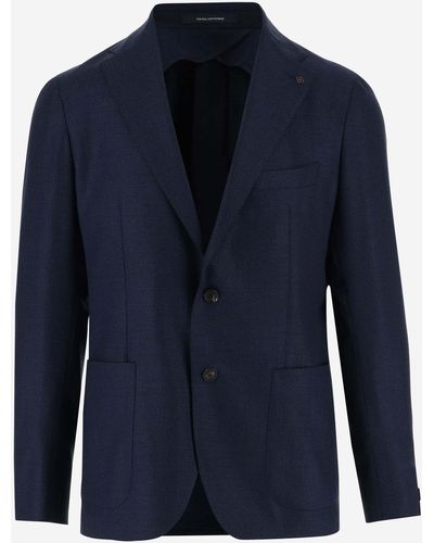 Tagliatore Stretch Wool Single-Breasted Jacket - Blue