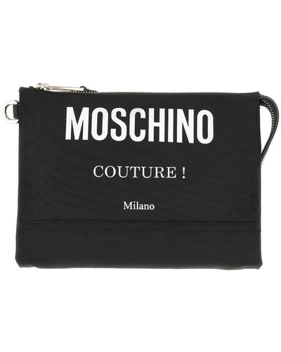 Moschino Clutch Bag With Logo - Black