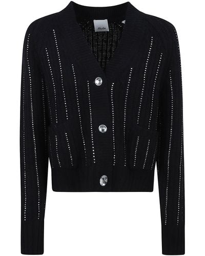 Allude Crystal Embellished Knit Cardigan - Black