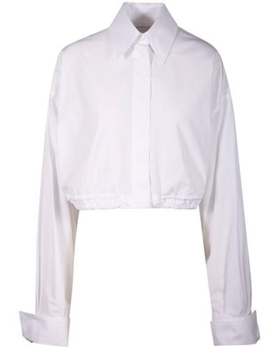 Sportmax Buttoned Long-sleeved Cropped Shirt - White