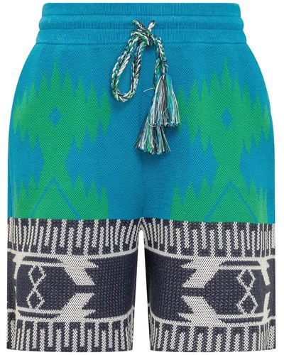 Alanui Multicolour Cotton Blend Shorts - Blue
