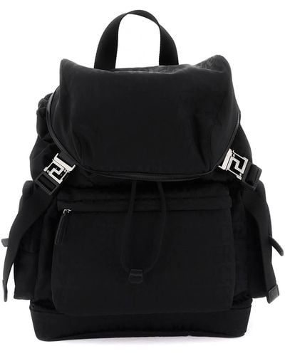 Versace Allover Neo Nylon Backpack - Black