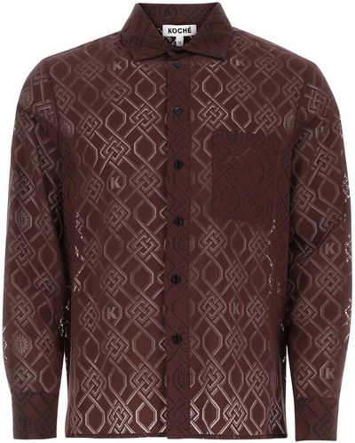 Koche Embroidered Viscose Blend Shirt - Brown