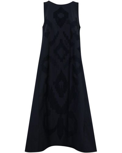 Liviana Conti Embroidered Cotton Canvas Dress - Black