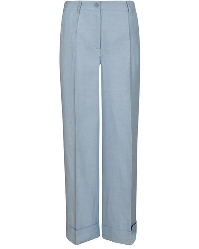 P.A.R.O.S.H. Straight Buttoned Trousers - Blue