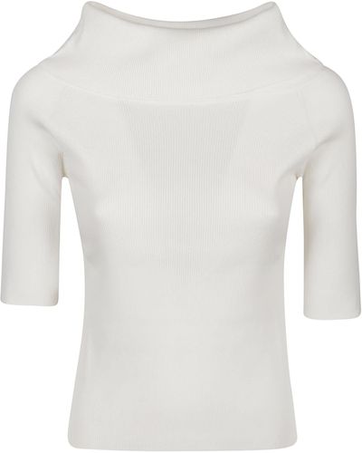 Snobby Sheep Folded Neck Sweater - White