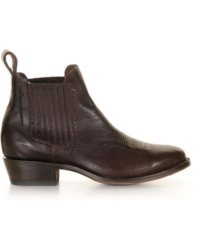 Mexicana Cowboy Style Rounded Toe Ankle Boot - Brown