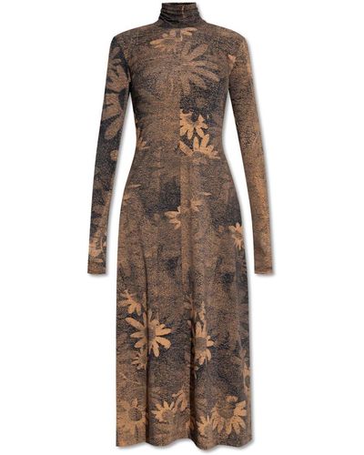 MM6 by Maison Martin Margiela Dress With Standing Collar - Brown