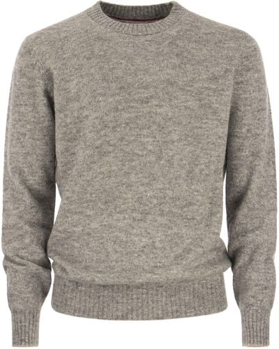 Brunello Cucinelli Crew-neck Sweater In Alpaca Cotton And Wool - Gray