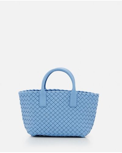 Bottega Veneta Cerulean Blue Leather Mini Cabat Handbag