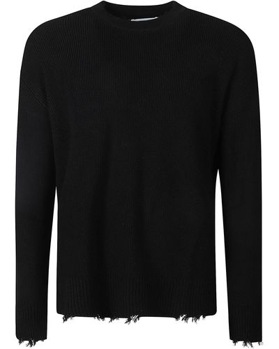 Laneus Destroyed Knitted Sweatshirt - Black