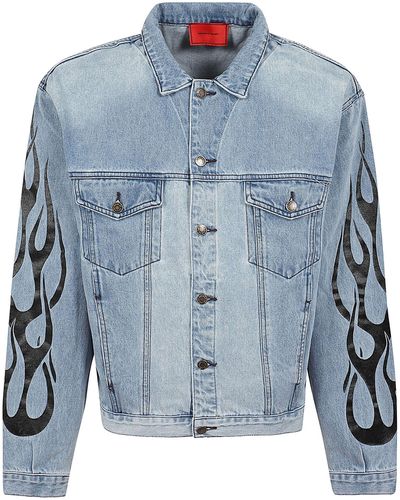 Vision Of Super Jacket With Printed Flames - Blue