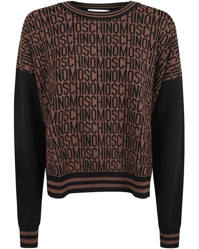 Moschino Logo Knit Monogram Sweater - Black