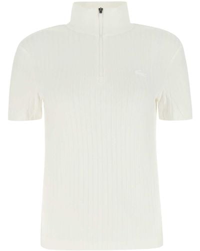 Lacoste White Stretch Viscose Blend Polo Shirt