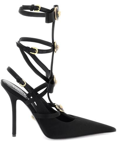 Versace Slingback Pumps With Gianni Ribbon Bows - Black