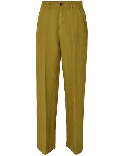 Massimo Alba Button Straight Trousers - Green