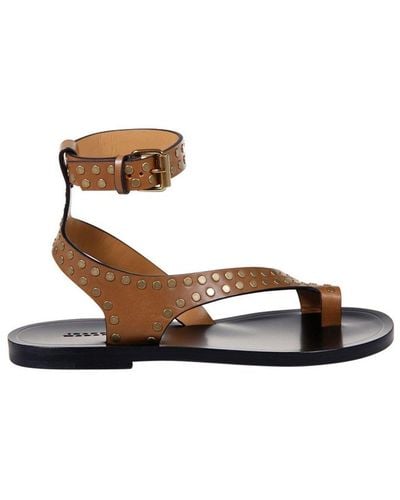 Isabel Marant Jiona Stud-Embellished Ankle Strapped Sandals - Brown
